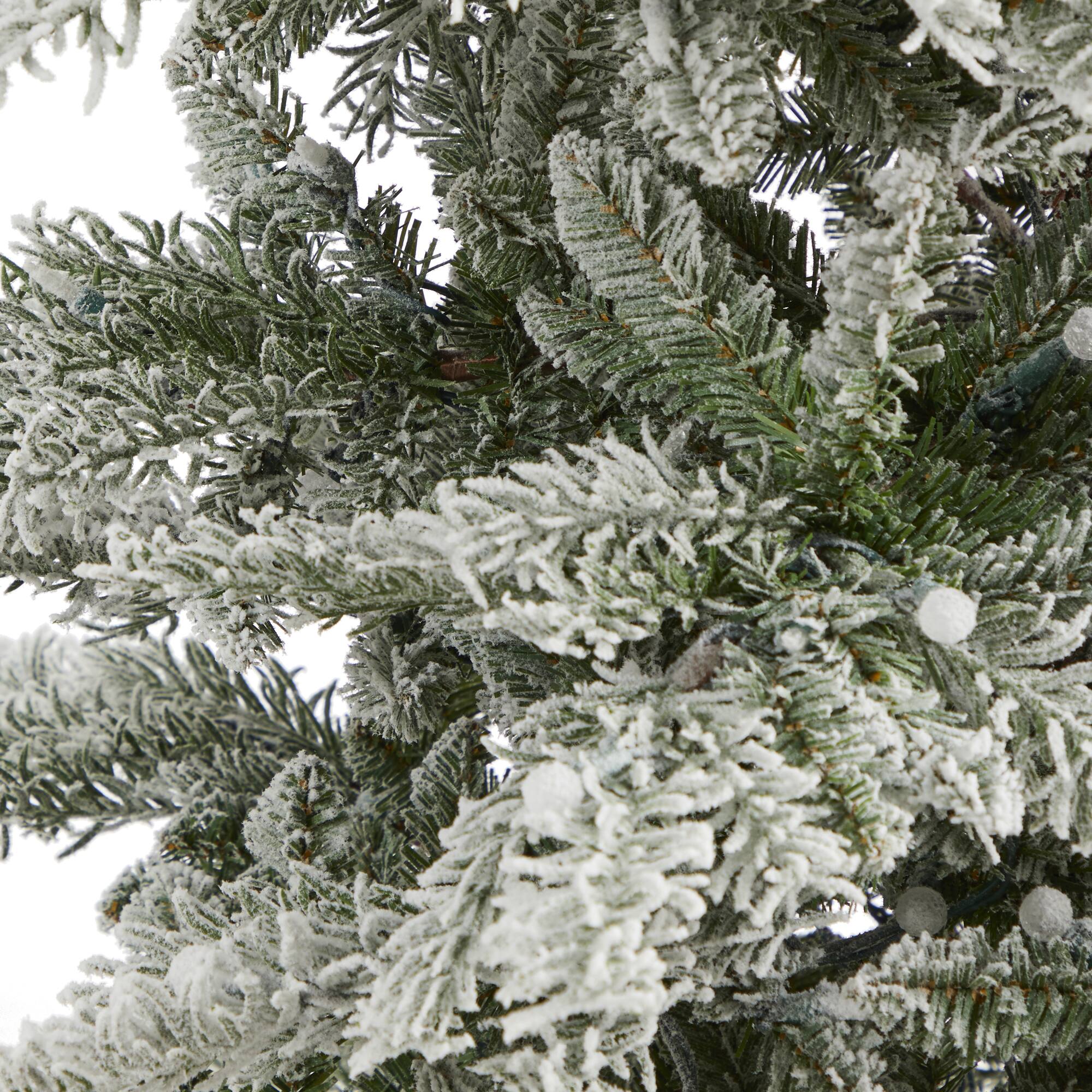 7.5ft. Pre-Lit Slim Flocked Nova Scotia Spruce Artificial Christmas Tree with Warm White LED Lights